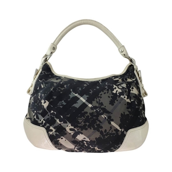 Burberry Handbags - Burberry Nylon & Patent Leather Small Hernville Foley Hobo in Black/Cream Floral